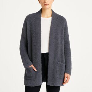 Barefoot Dreams cozy essential plush open front cardigan pockets LXL gray